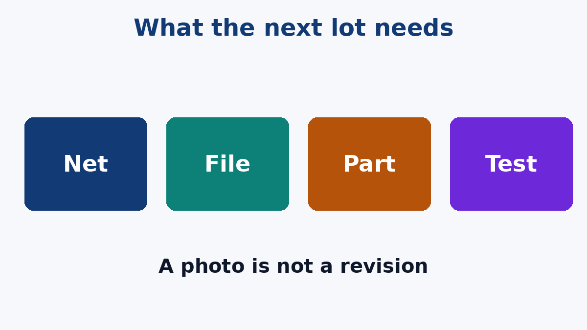Net, file, part and test: the four things a photo does not carry