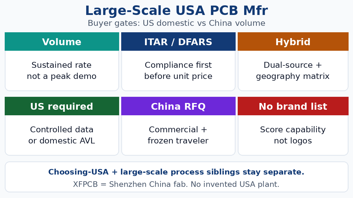 Large-scale USA PCB manufacturer — buyer decision gates vs China volume