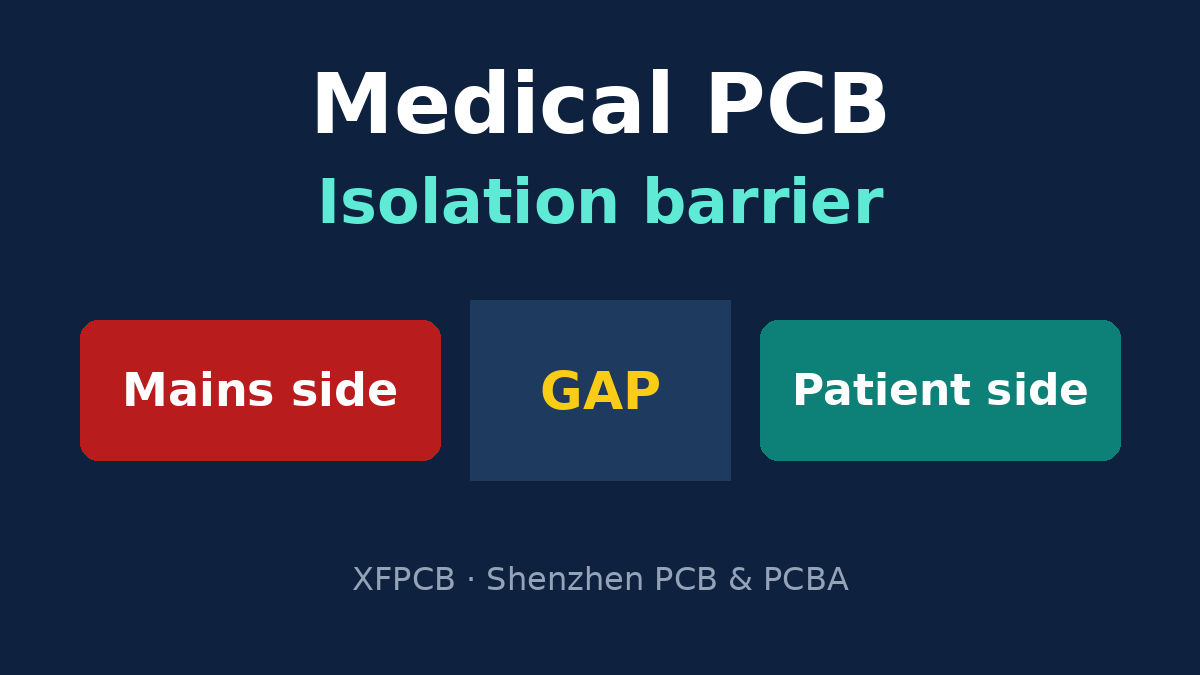 Medical PCB isolation barrier: creepage, clearance and solid insulation through the stackup