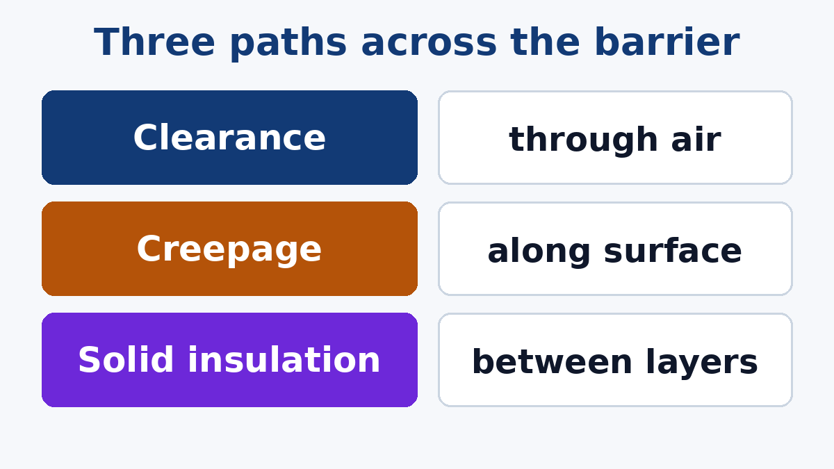 Three paths across a PCB isolation barrier