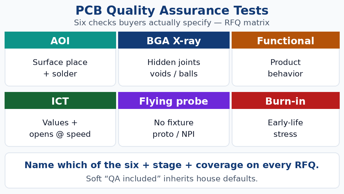 PCB quality assurance tests — six buyer RFQ checks