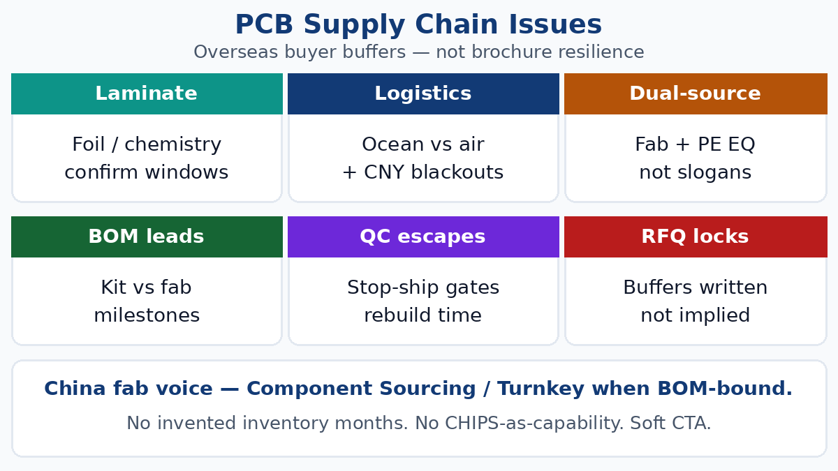 PCB supply chain issues — overseas buyer buffers for China fab RFQs