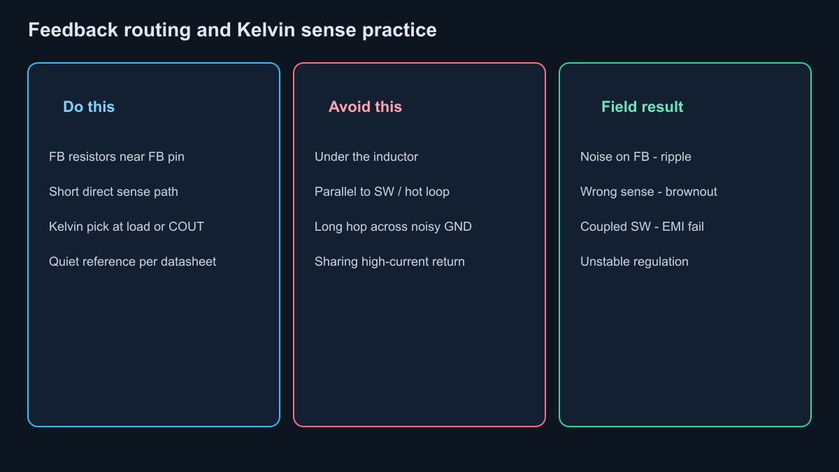 Feedback routing and Kelvin sense practice