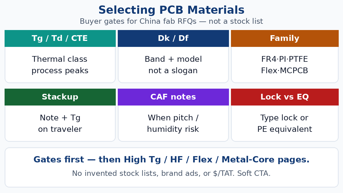 Selecting PCB materials for fabrication — buyer gates for China fab RFQs