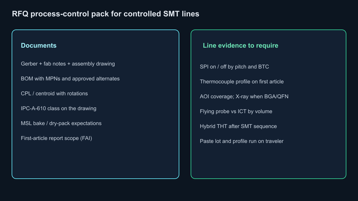 RFQ documents and SMT process-control evidence pack