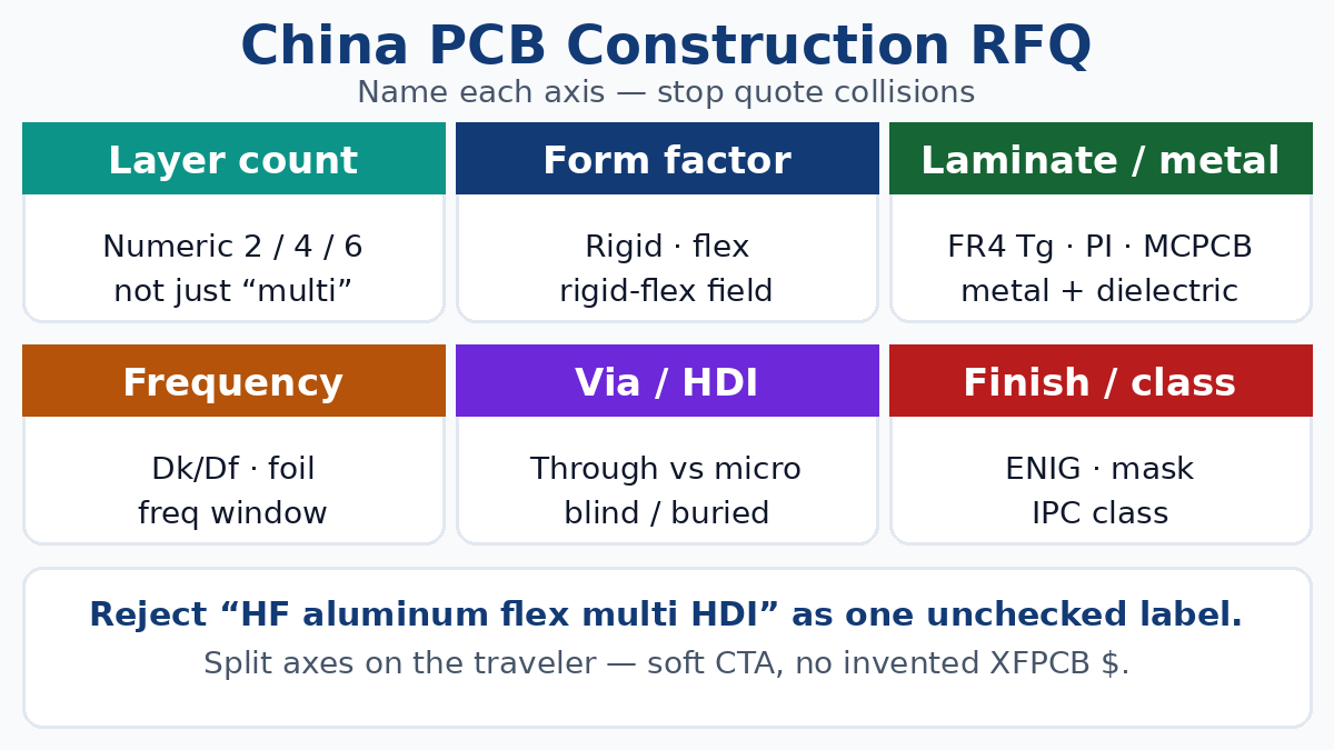 China PCB RFQ — name layers, form, material, frequency without collisions