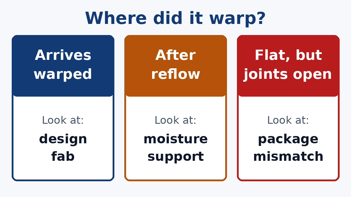 Where warpage appears decides who owns the fix
