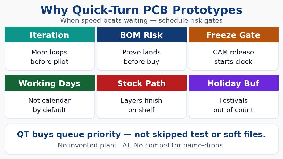 Why quick-turn PCB prototypes — schedule risk gates
